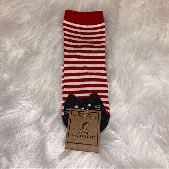 Accessories - 🖤3/$30: Red Striped Cat Socks